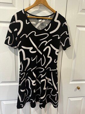 Gitane Canada Black White Abstract Print Dress Size Medium Made in Canada